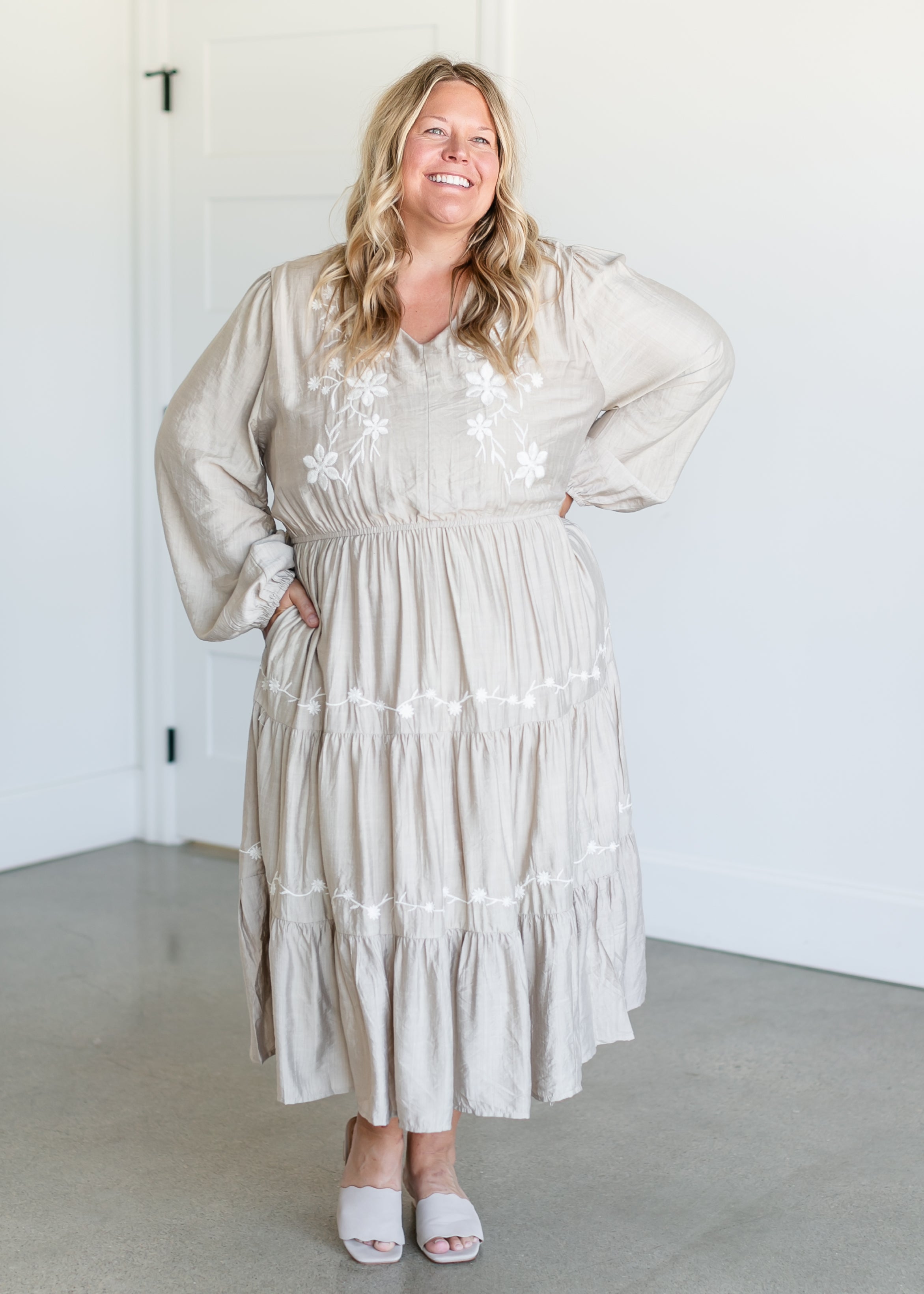 Floral Crochet Detailed Long Sleeve Dress