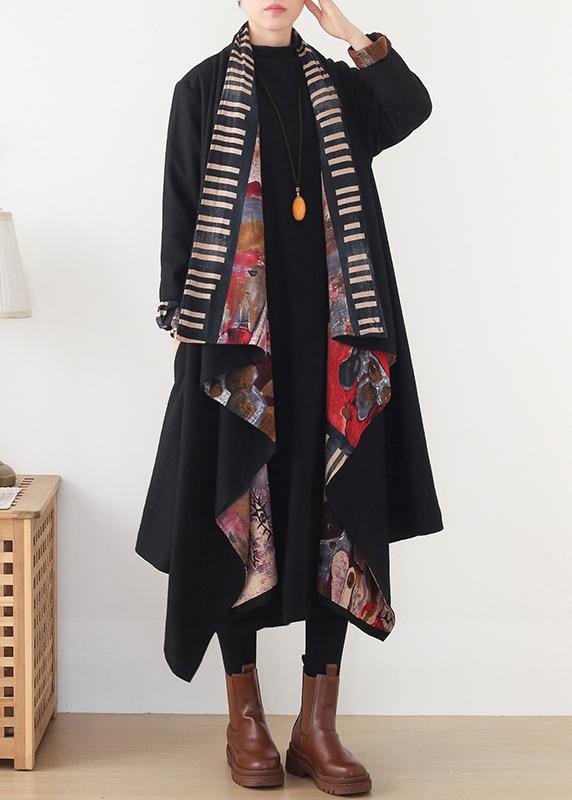 Luxury plus size clothing medium length jackets spring outwear black red patnchwork wool coat