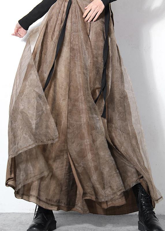 Chic Brown tulle High Waist zippered Skirt